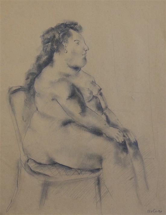 After Fernando Botero (1932-) Study of a seated woman, 12 x 9.75in.